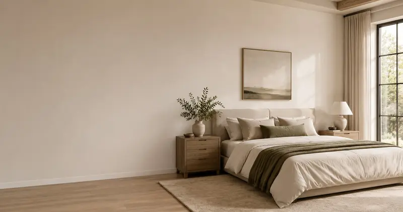 A painted bedroom with soft neutral walls