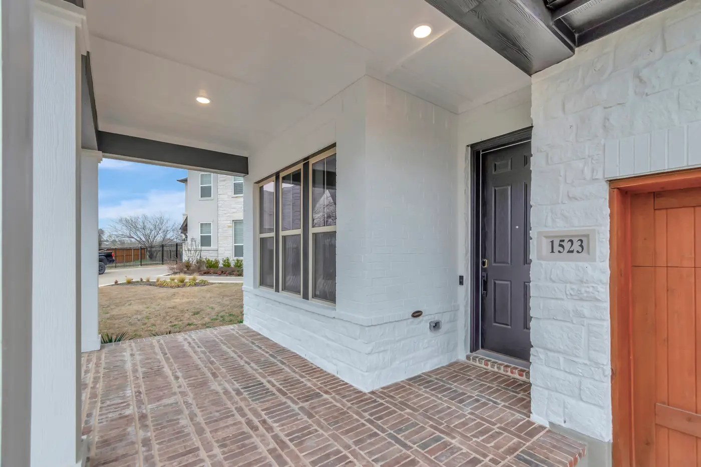 Painted brick porch and columns