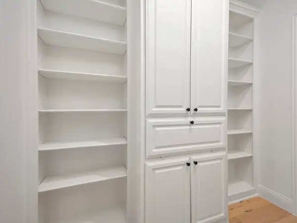 Painted built-in shelving and storage