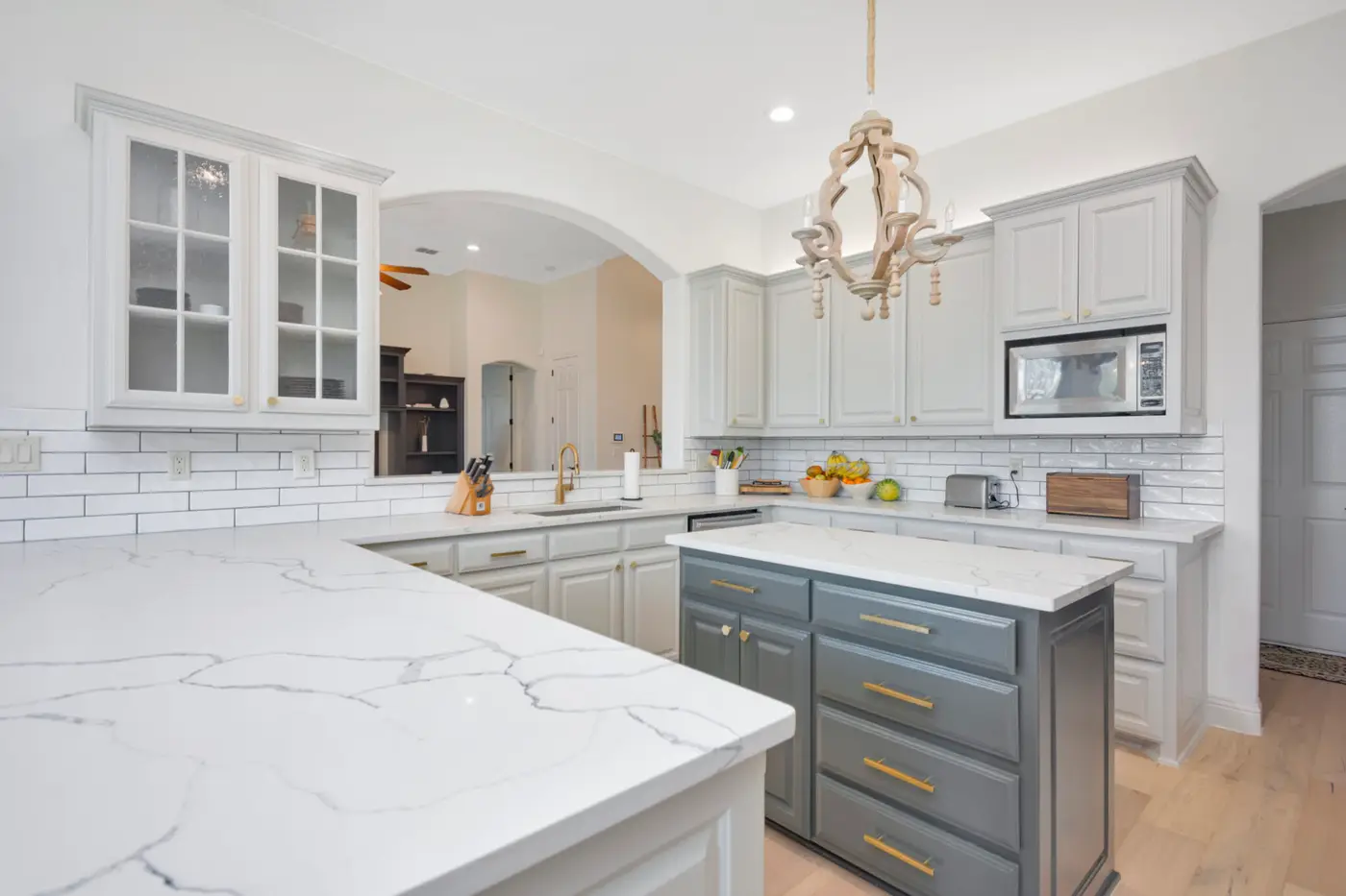Painted kitchen cabinetry and island