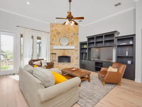 Repainted living room with fireplace