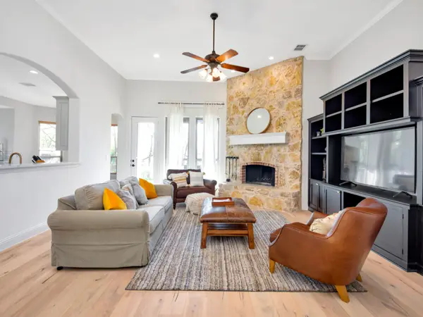Repainted living room with fireplace