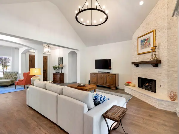 Repainted living room with fireplace